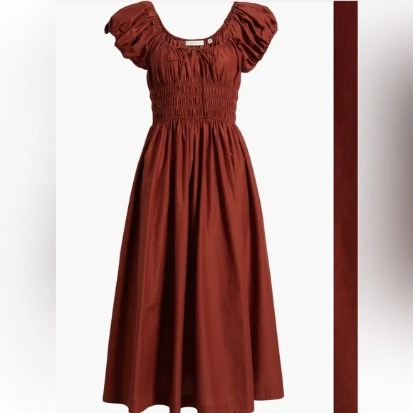 NWT DOEN Quin organic cotton poplin maxi dress in amberwood XL - Picture 2 of 9